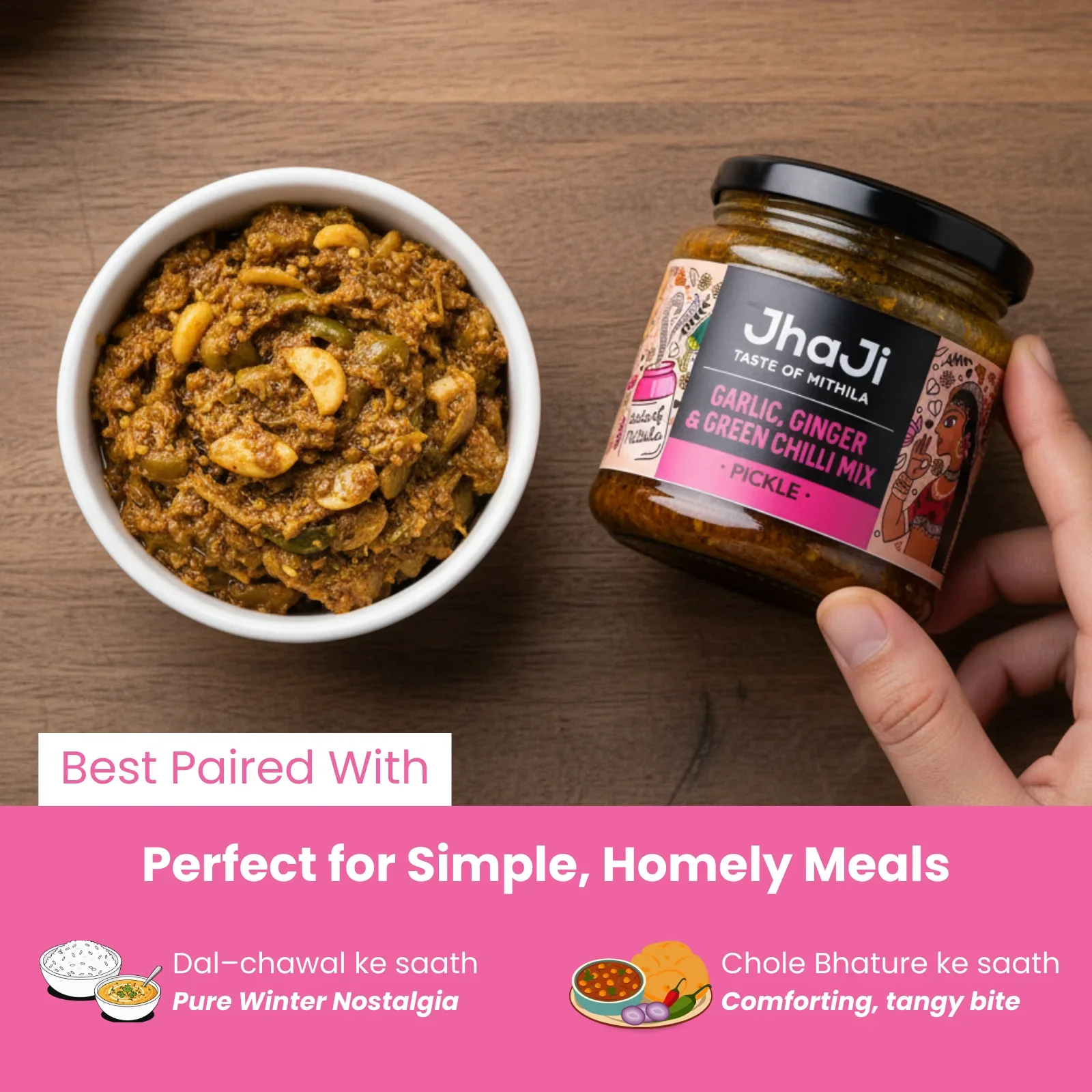 Garlic, Ginger, Chilli Mix Pickle | Lahsun Adrak Mirch Ka Achar - Image 3