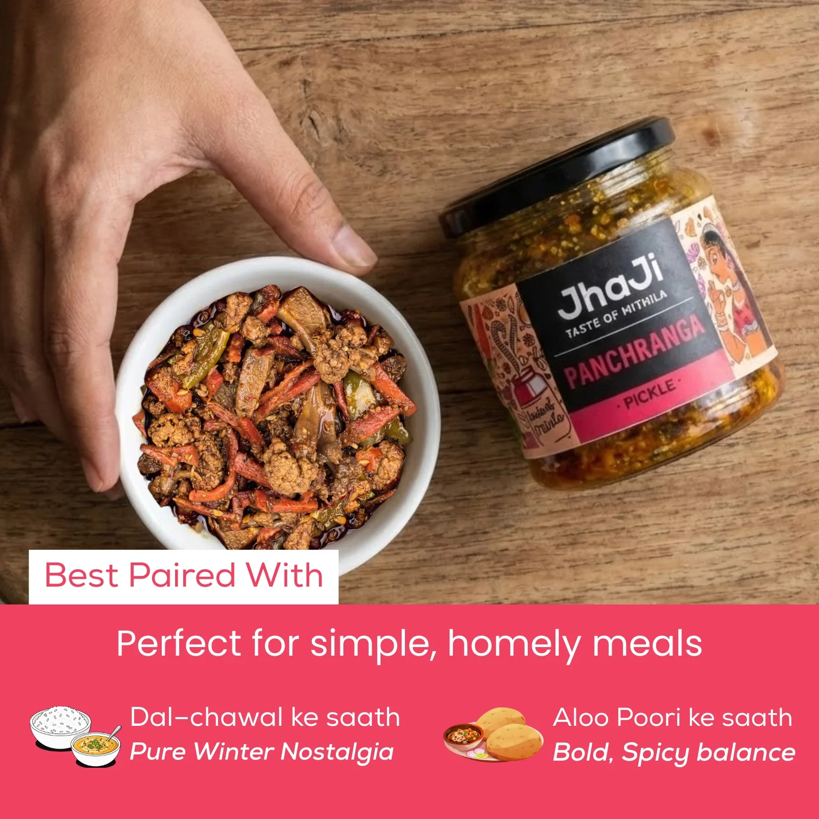 Panchranga Pickle, Gobi, Gajar, Adrak, Hari Mirch, Shalgam Mix Pickle | पंचरंगा मिक्स्ड अचार (250/500 gm Jars) - Image 3
