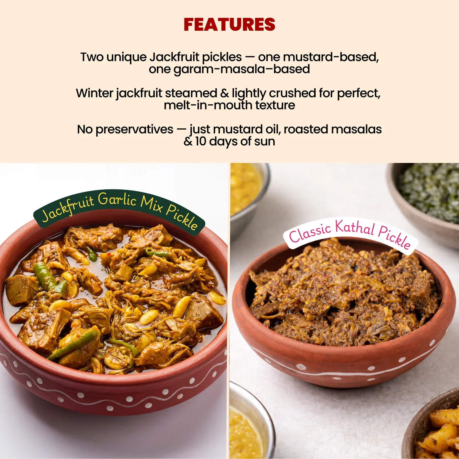 Jackfruit Pickle Combo – 2 Flavors (Classic Kathal & Garlic Chilli Mix) - Image 3