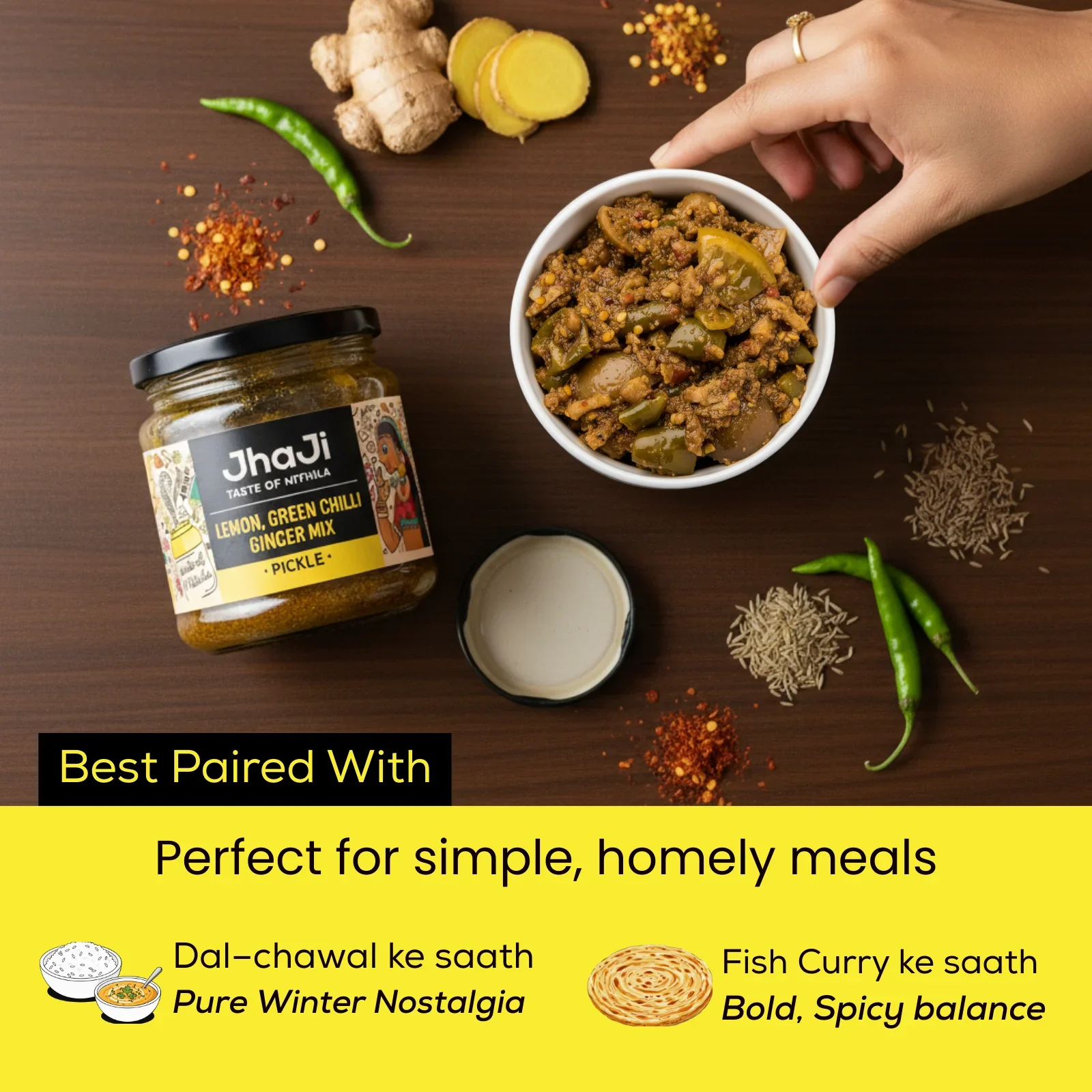 Lemon, Ginger, Chilli Mix Pickle | Neembu Adrak Mirch ka Khatta Achar - Image 3